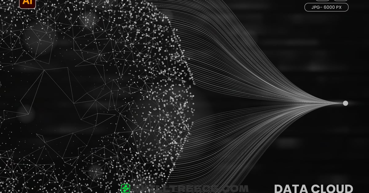 Black and White Abstract Data Flow Background（315817）-技能树